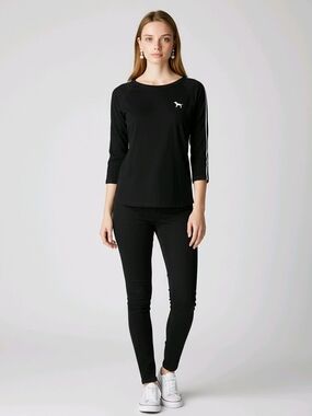 PINK Victoria's Secret Black Long-Sleeve Tee with Logo
